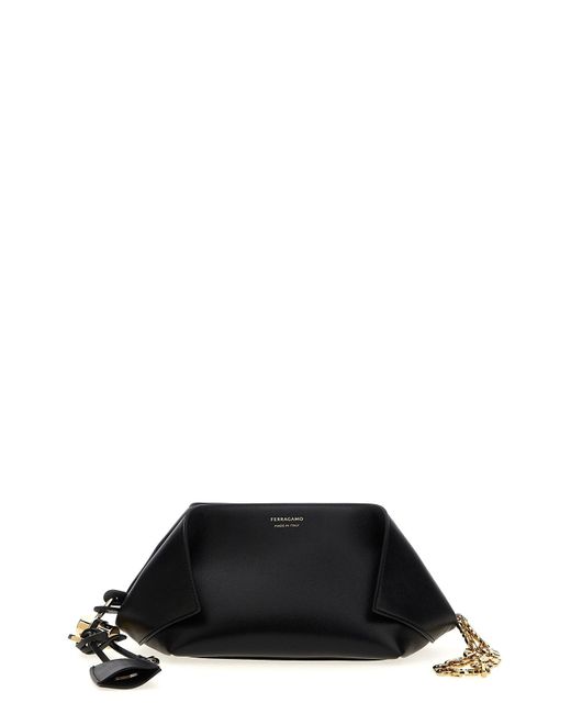 Ferragamo Black Clutch Aus Leder