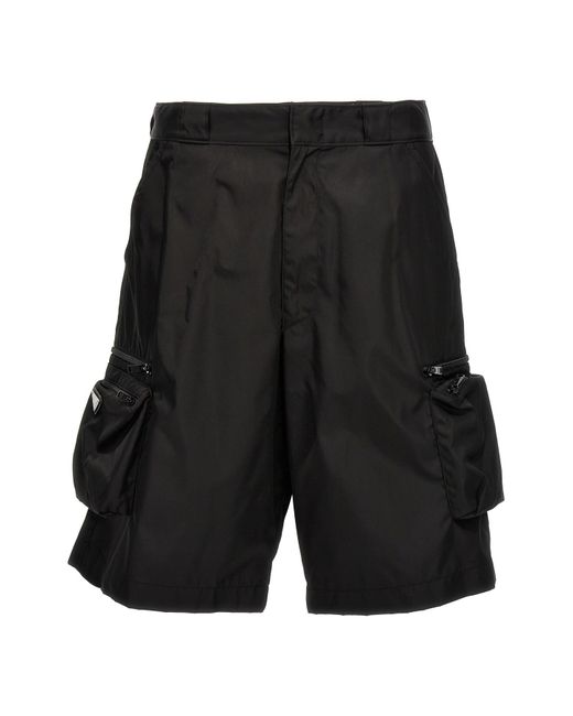 Prada Black Cargo Re-nylon Bermuda Shorts for men