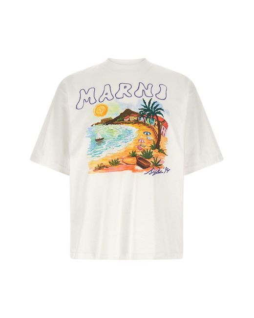 Marni White ' Beach Since '94' T-shirt for men