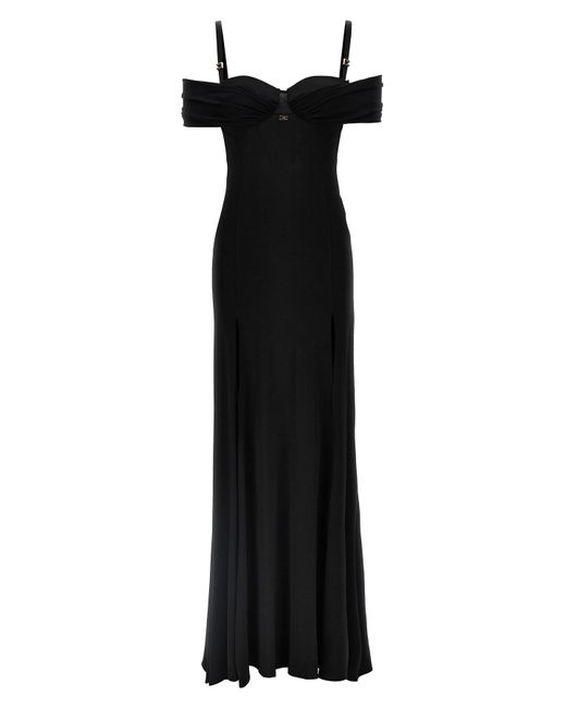 Elisabetta Franchi Black Corset 'red Carpet' Dress