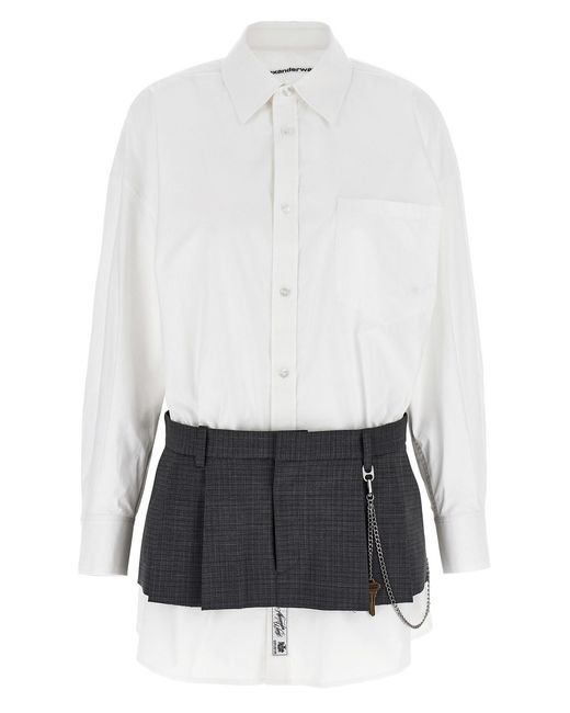 Alexander Wang White 'Pre-Styled Shirt Dress W Chain' Dress