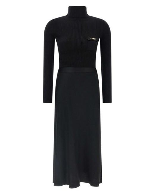 Elisabetta Franchi Black Turtleneck Dress