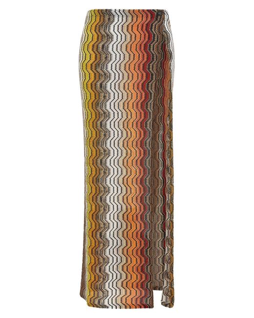 Missoni Multicolor Greek Zig Pattern Raschel Skirt