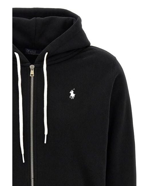 Felpa Con Cappuccio Ricamo Logo di Polo Ralph Lauren in Black