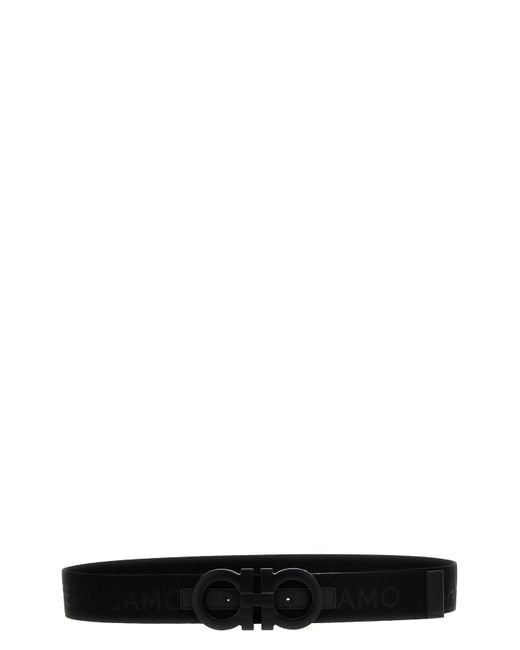 Ferragamo Black Logo Tape Belt for men
