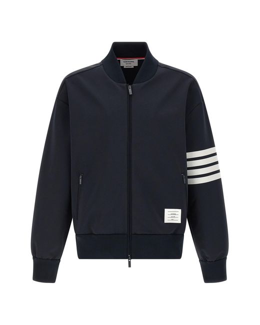 Thom Browne Blue Tech Viscose Bomber Jacket for men