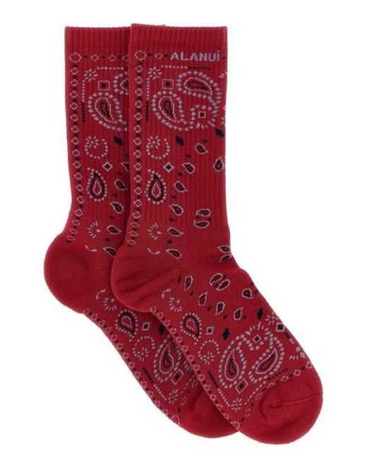 Alanui Red Bandana Socks