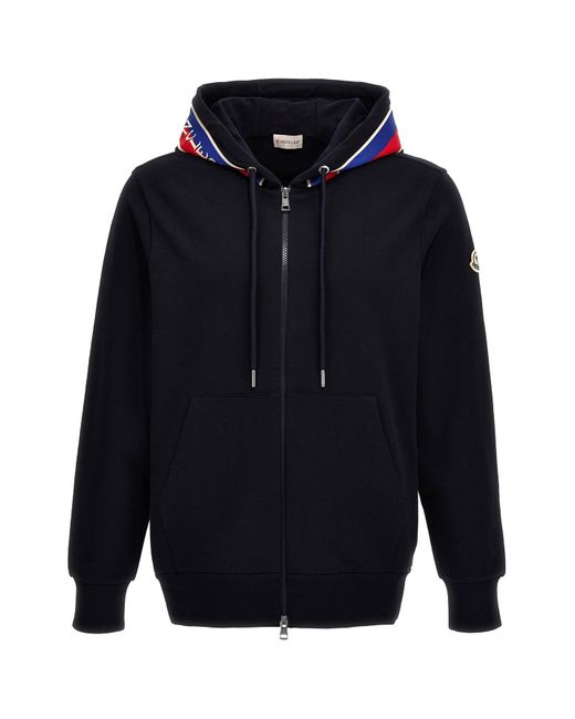 Moncler Blue Contrast Band Hoodie for men