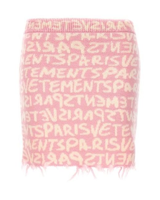 Vetements Pink 'graffiti Monogram' Skirt