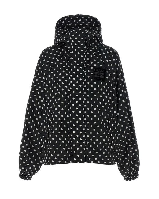 Ganni Black Polka Dot Anorak