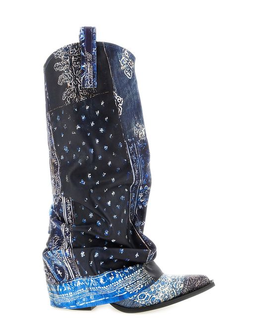 R13 Blue 'mid Cowboy' Boots
