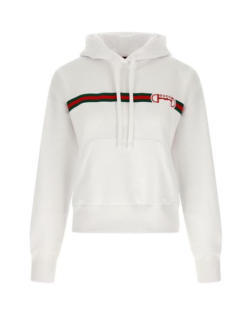 Gucci White 'morsetto ' Embroidery Hoodie
