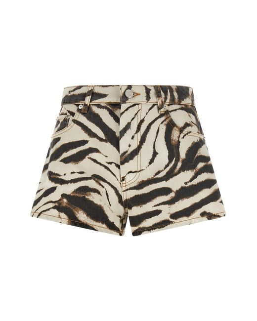 Ganni Multicolor 'zebra Denim' Shorts