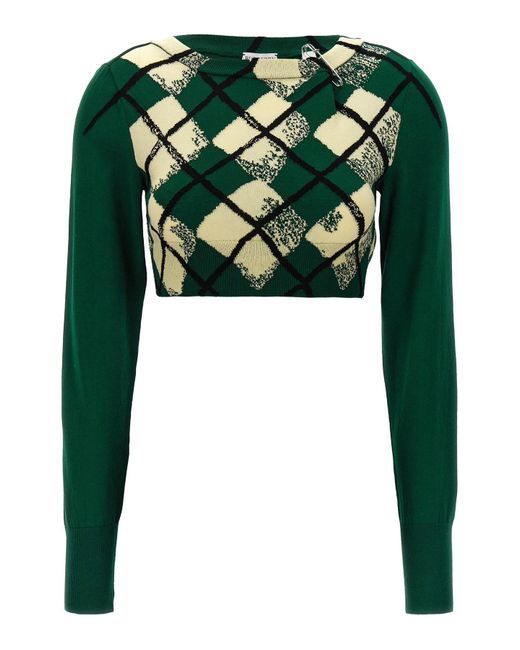 Burberry Green Argyle Pattern Sweater