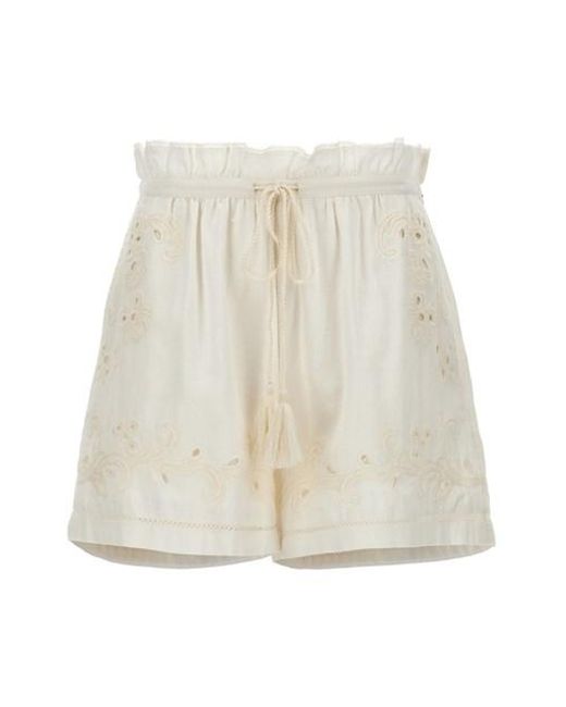 Twin Set White Embroidered Shorts