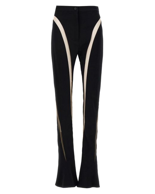 Mugler Black Mesh Insert Leggings