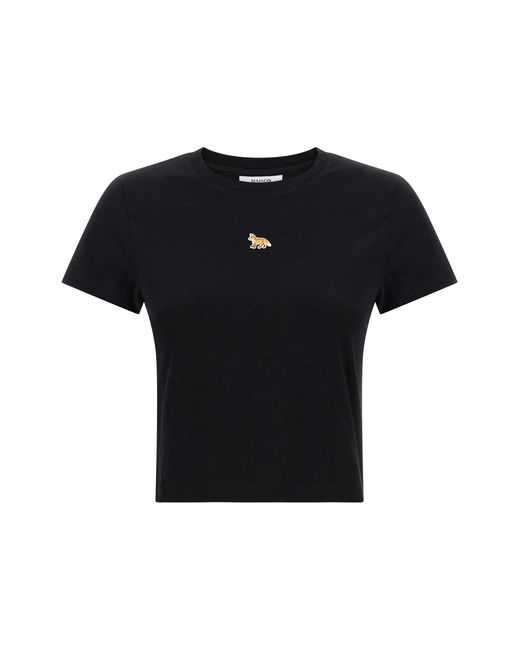 Maison Kitsuné Black 'baby Fox' Cropped T-shirt
