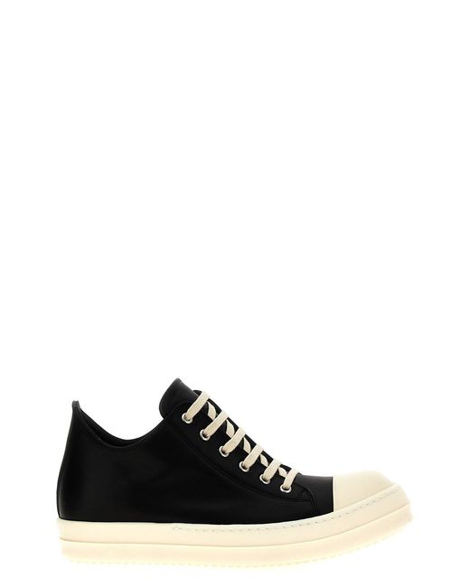Rick Owens Black Calfskin Low Top Sneakers for men
