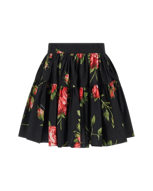 Dolce & Gabbana Black 'bouquet Rose' Skirt