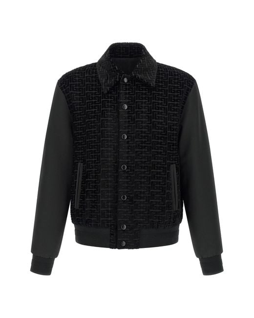 Balmain Black Velvet Bomber Jacket for men
