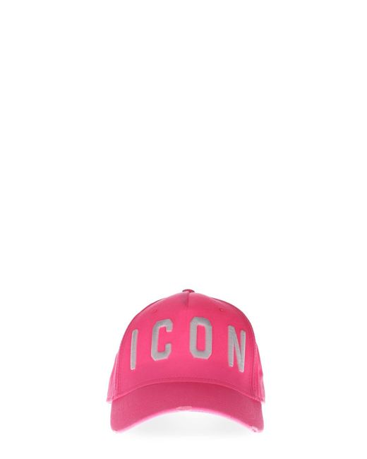 Cotton Canvas Baseball Hat in Fuchsia 
