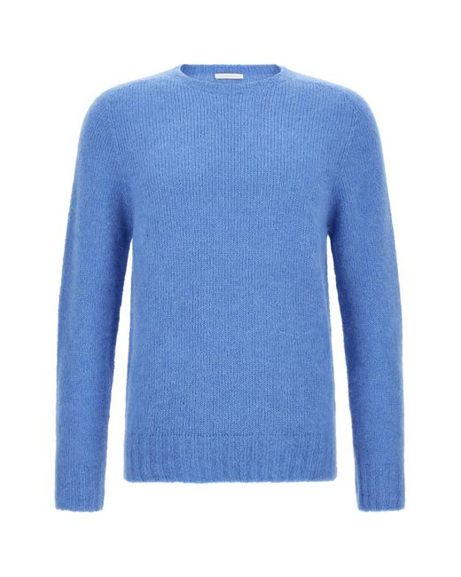 Oliver Lattughi Blue Brushed Alpaca Sweater for men