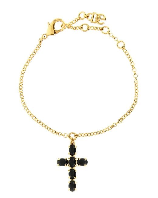 Dolce & Gabbana Metallic Crystal Cross Bracelet