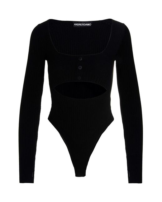 ANDREADAMO Black Cut-out Bodysuit