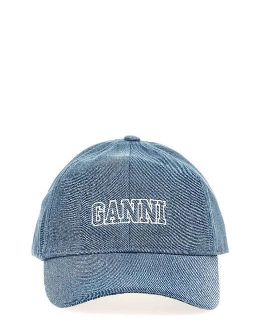 Ganni Blue Logo Embroidery Cap