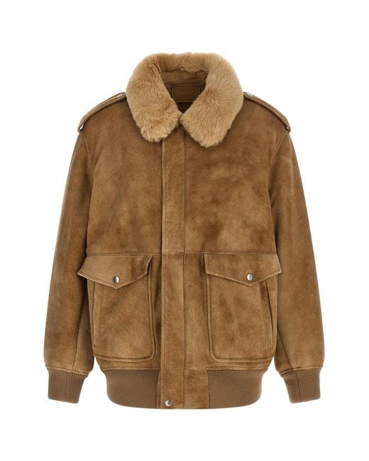 Prada Brown Sheepskin Bomber Jacket