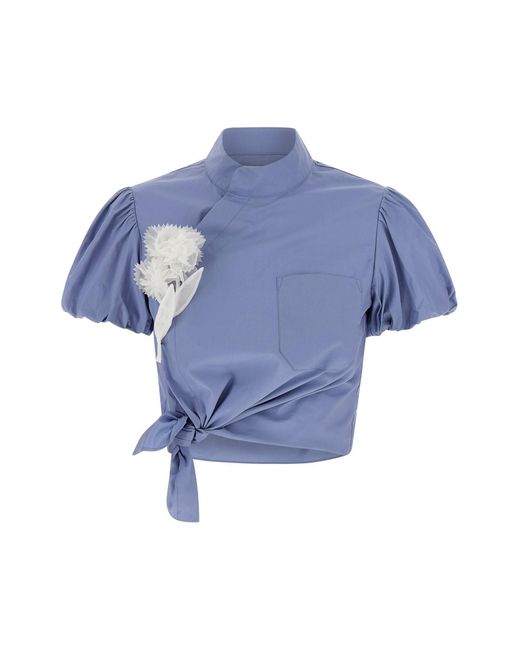 Self-Portrait 'blue Cotton Tie Side' Top