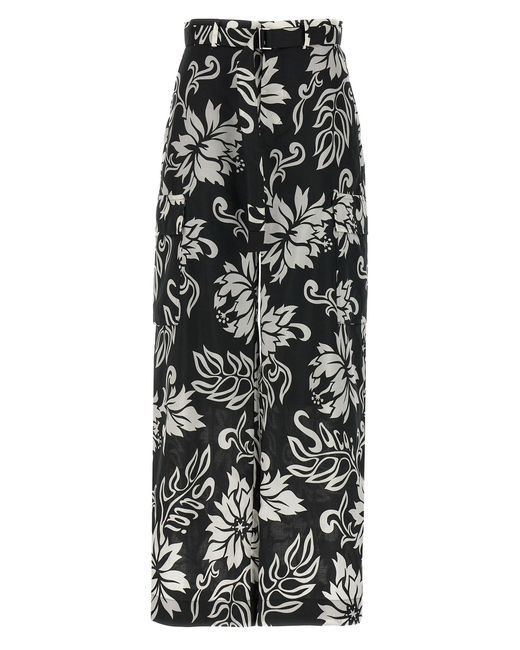 Sacai Black Floral Print Trousers
