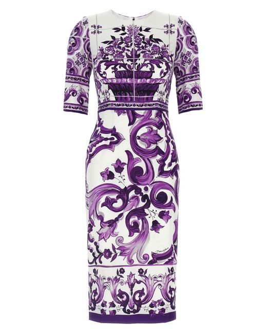 Dolce & Gabbana Purple Dress With "Majolica" Print