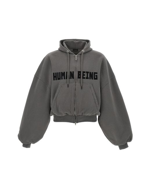 Balenciaga Gray 'human Being' Hoodie for men