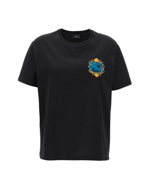 Etro Black Logo Embroidery T-shirt