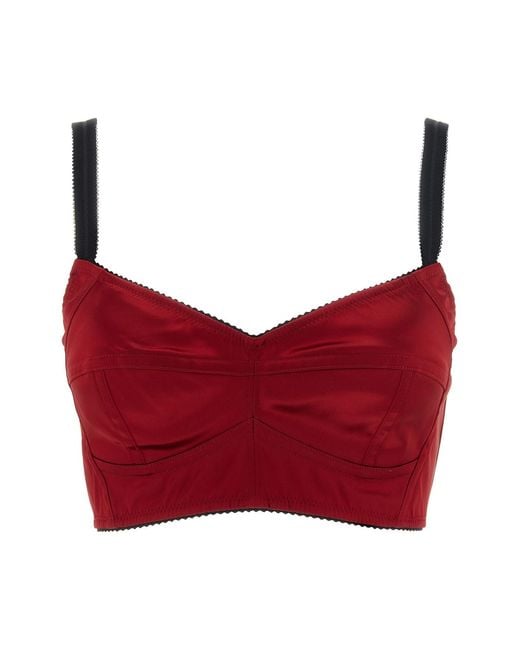 Dolce & Gabbana Red Bustier Top With Stitching