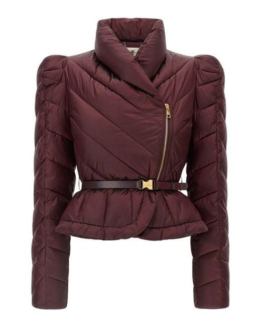 Elisabetta Franchi Red Vela Fabric Down Jacket