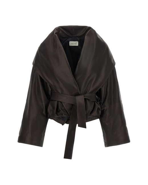 Magda Butrym Black Shawl Collar Leather Jacket