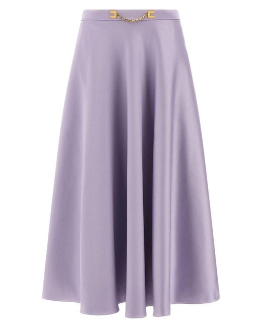 Elisabetta Franchi Purple Polyester Midi Skirt