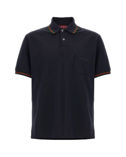 Gucci Black 'nastro Web' Polo Shirt for men
