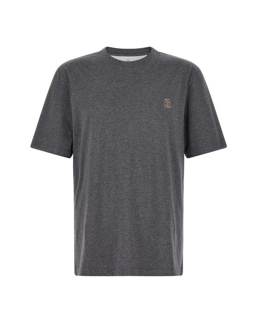 Brunello Cucinelli Gray 'stemma Solomeo' T-shirt for men