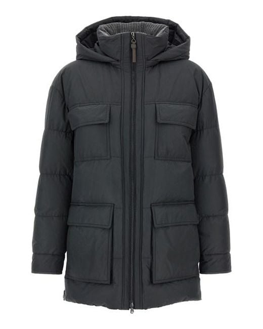 Brunello Cucinelli Black Knitted Neck Down Jacket