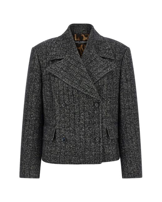 Dolce & Gabbana Black Striped Wool Blazer