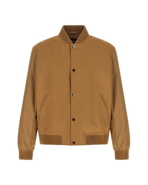 Boss Brown Monogram Sleeve Bomber Jacket for men