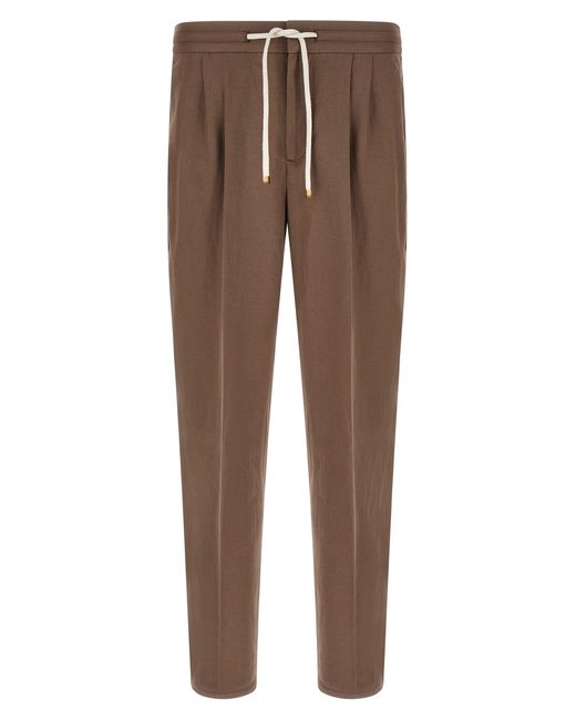 Brunello Cucinelli Brown Linen Trousers for men