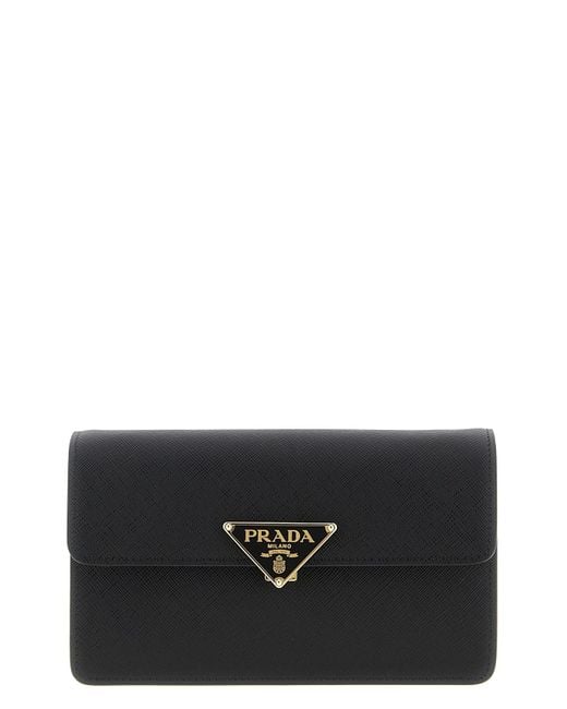 Prada Black Mini-Umhängetasche Aus Saffian-Optik