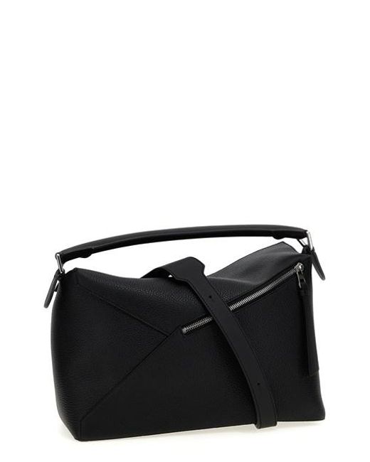 Borsa a spalla 'Puzzle' grande di Loewe in Black da Uomo
