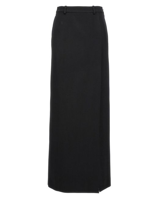 Balenciaga Black Long Wool Skirt