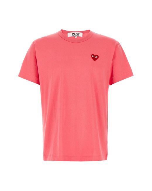 COMME DES GARÇONS PLAY Pink Logo Patch T-shirt