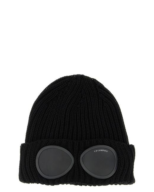 C P Company Black 'Goggle' Cap for men